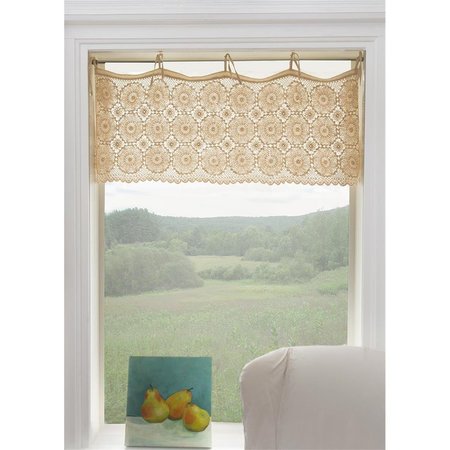 HERITAGE LACE 45 x 16 in. Crochet Envy Medallion Valance, Natural CEM-4516NA